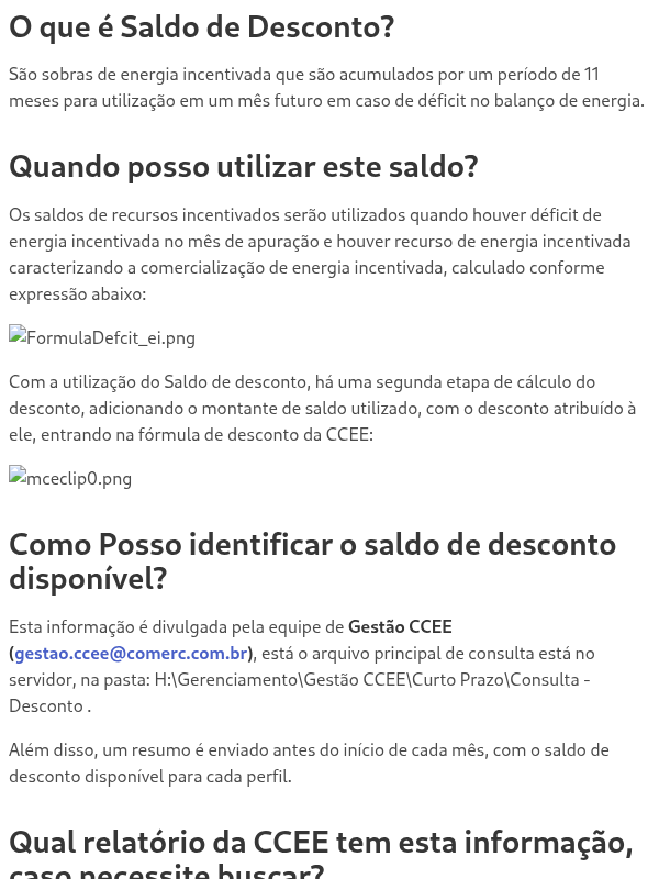 Utilização de Saldo de Desconto