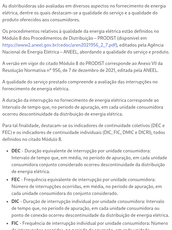 Indicador de Qualidade de Energia